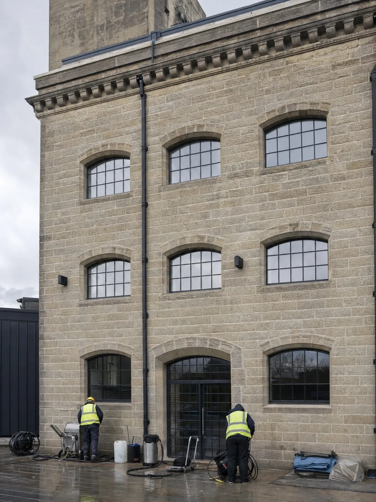 A gently cleaned stone elevation at project completion