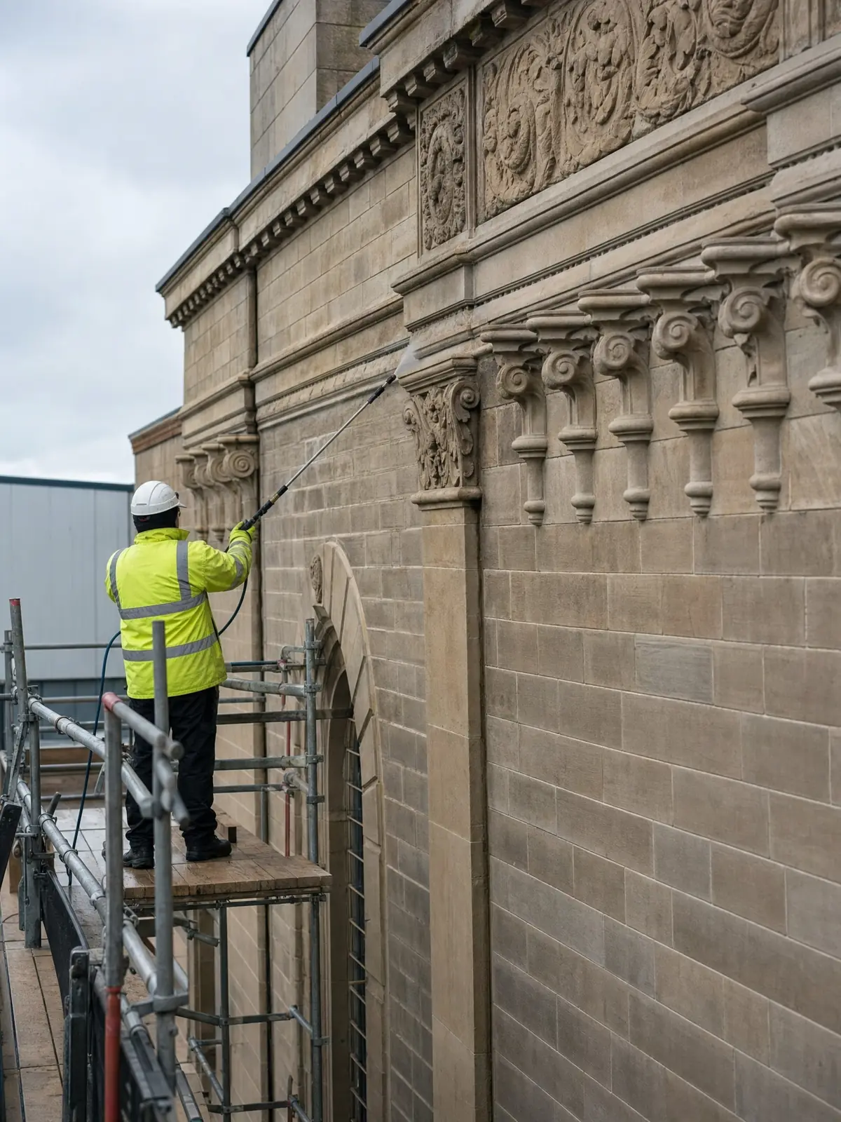 A restored even stone facade after TORC cleaning