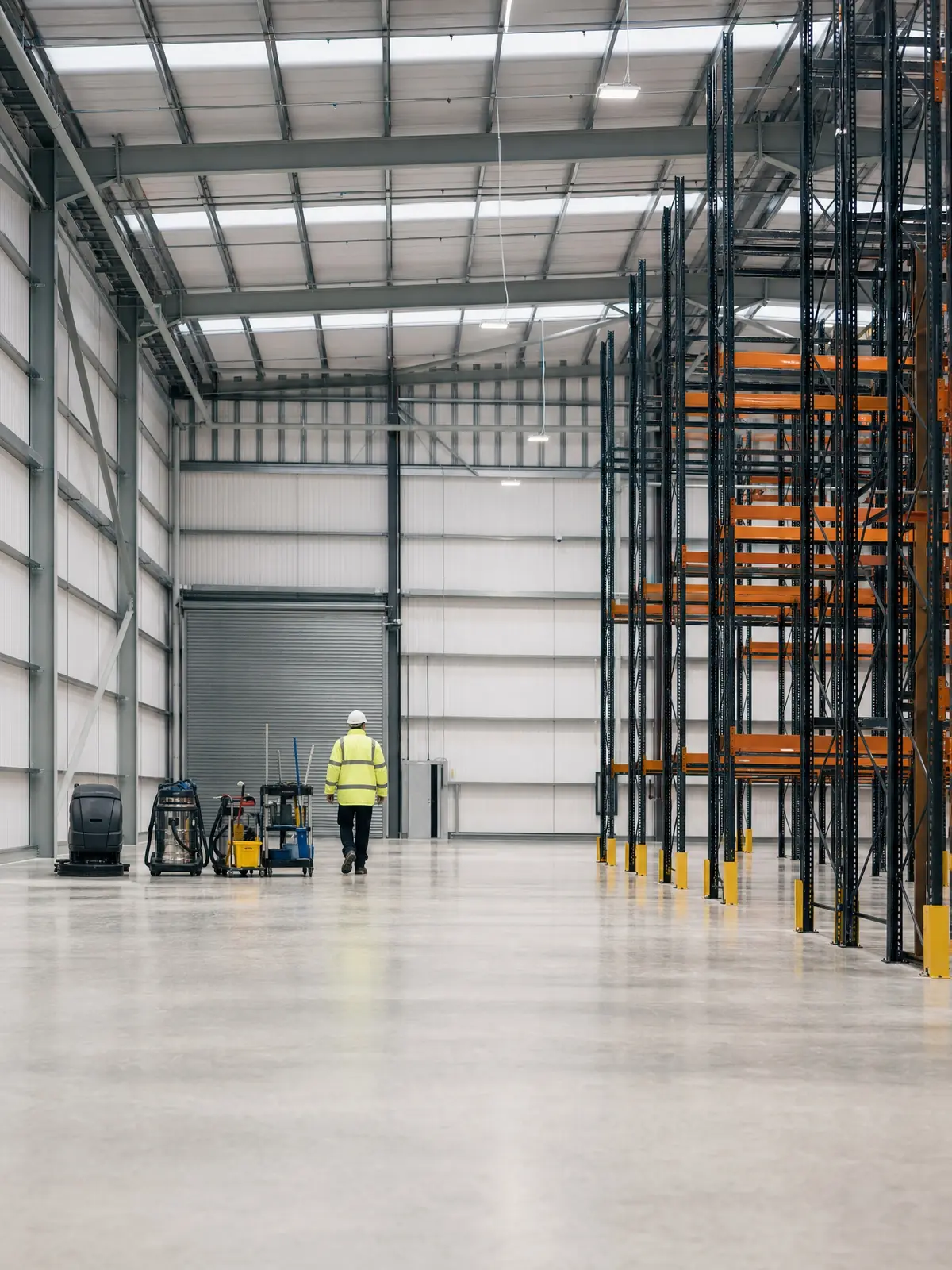 A finished spotless warehouse handed back at completion